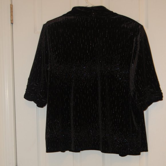 TAN JAY  Women's Black/Silver Velour Jacket Size Large Petite - Picture 4 of 9
